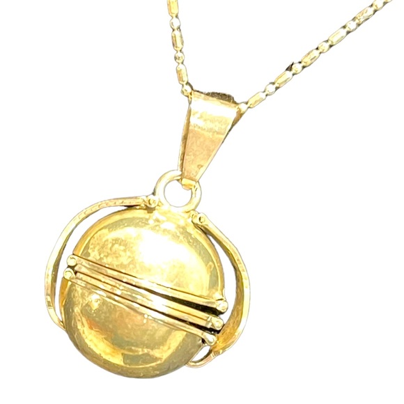 Vintage Sterling silver 925 Mexico ORB Ball Photo Locket pendant necklace 1950s - Picture 1 of 8
